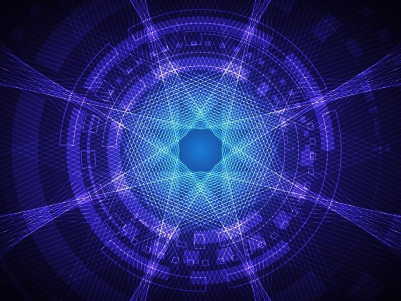 abstract graphic purple blue circle hub spokes