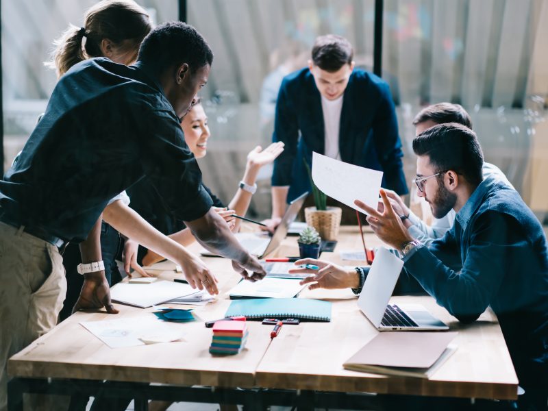 Collaborative,Process,Of,Multicultural,Skilled,Students,During,Brainstorming,Meeting,In