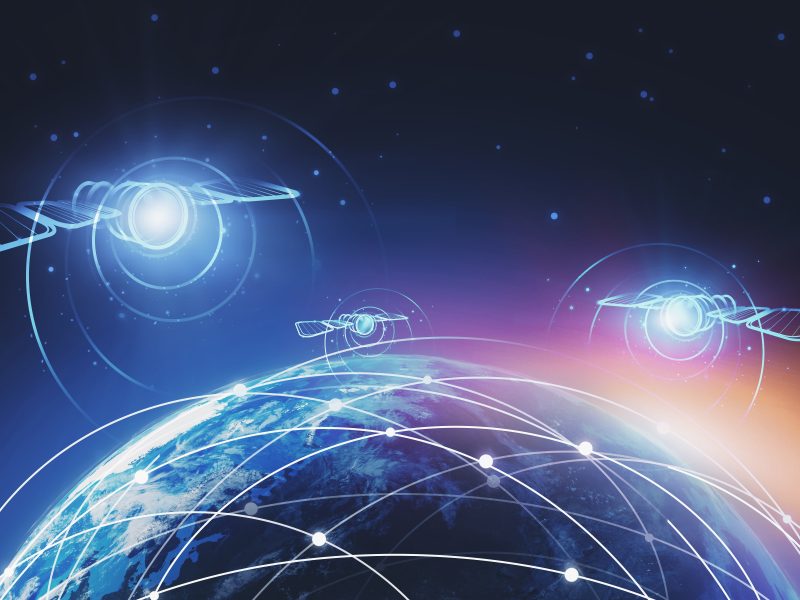 digital models of satellites above Earth