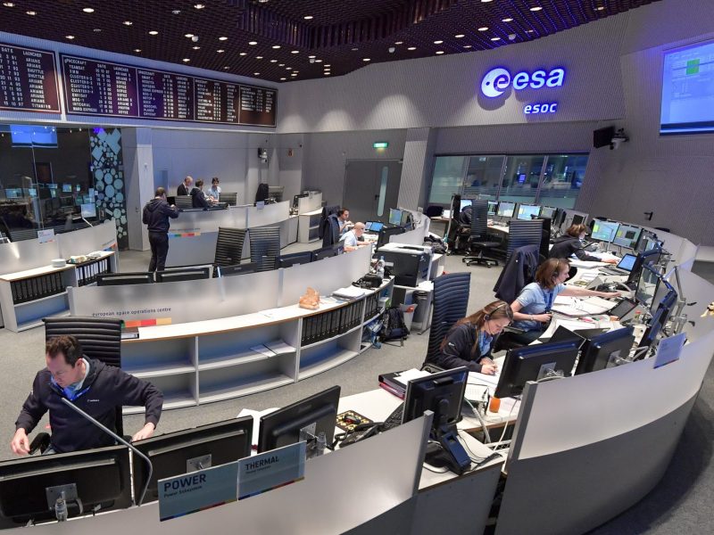 Mission control room for space ground segment operations at ESA ESOC
