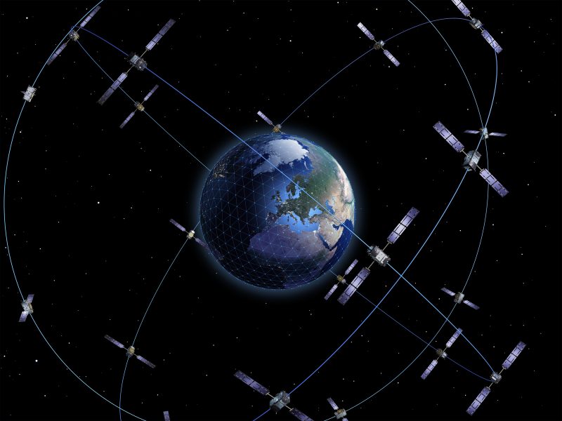 Graphic showing Galileo satellite constellation around Earth. Image copyright European Space Agency - ESA