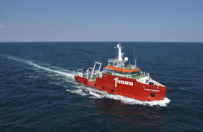 The Fugro Pioneer ship at sea. Image copyright Fugro