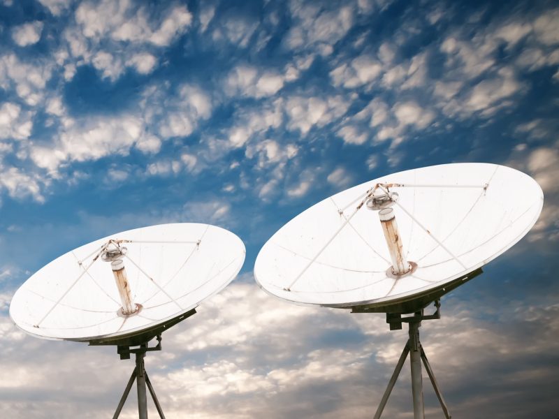ground station antennas blue sky with clouds 4x3