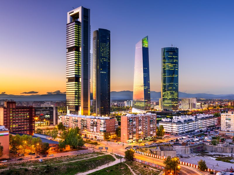 Madrid,,Spain,Financial,District,Skyline,At,Twilight.