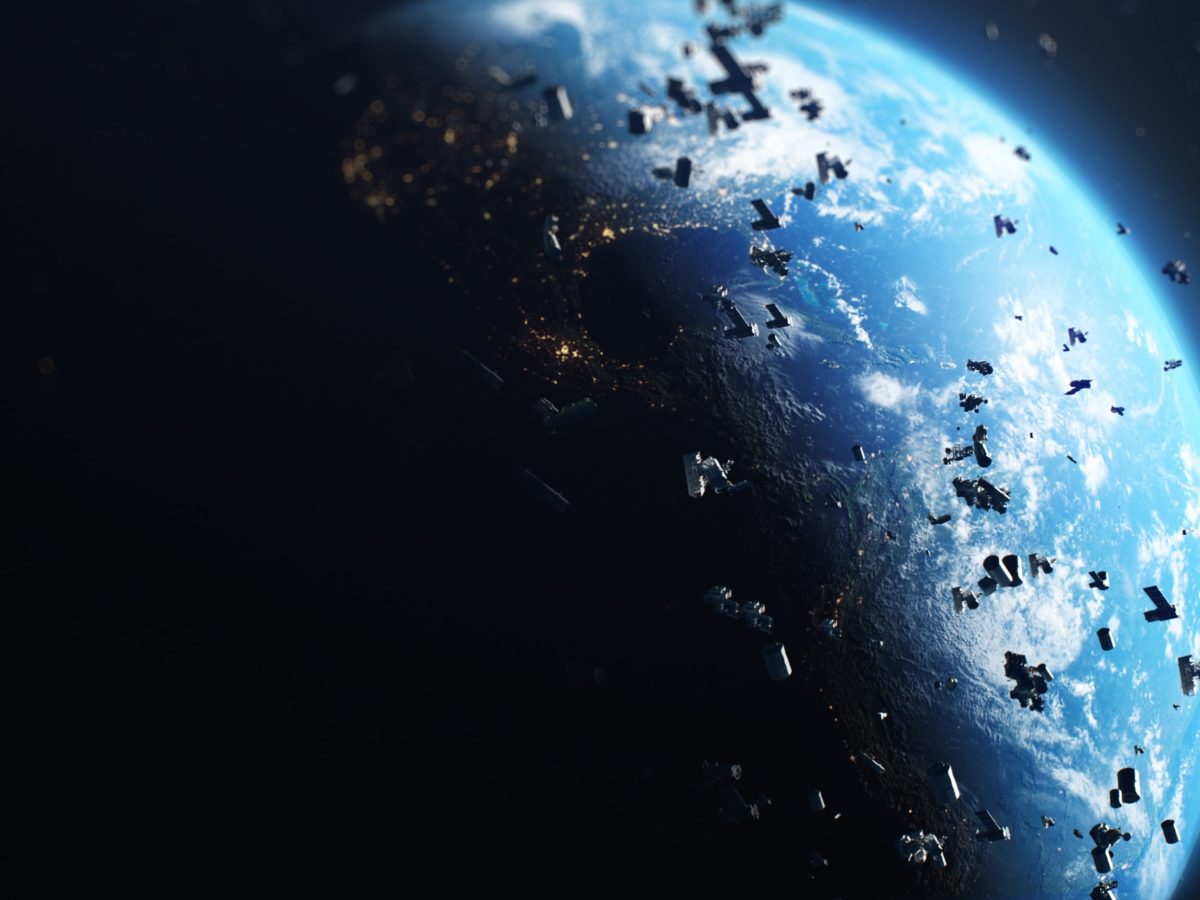 Debris in space around the Earth