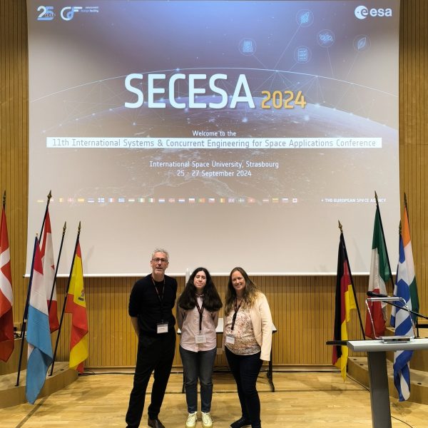 Starion’s MBSE experts Sam Gerené, Paloma Maestro Redondo and Gwendolyn Kolfschoten at SECESA 2024