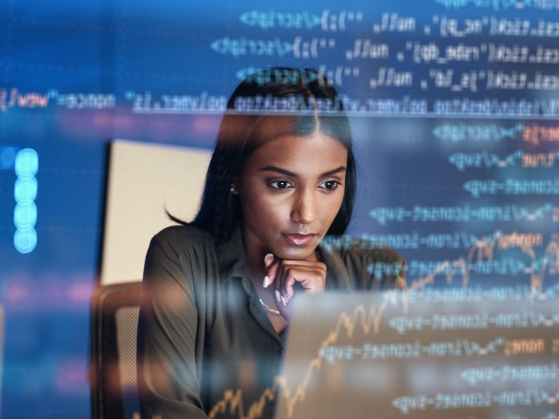 woman studying data analytics information code 4x3