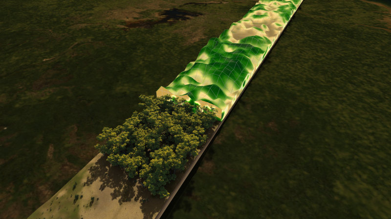 Graphic illustrating the Biomass satellite's observations via multiple phases to image the forest tomography
